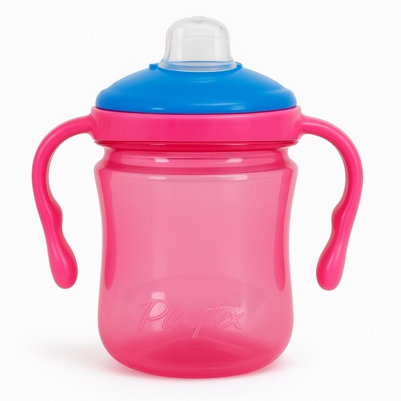 Playtex Pink and Blue Toddler Sippy Cup With Handles - Picture 1 of 4